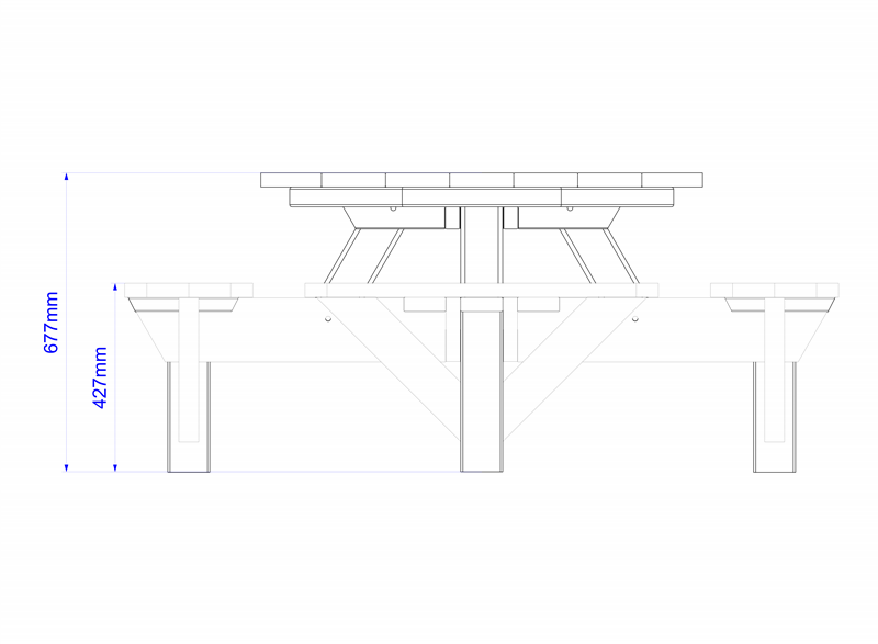 Technical render of a Round Picnic Table
